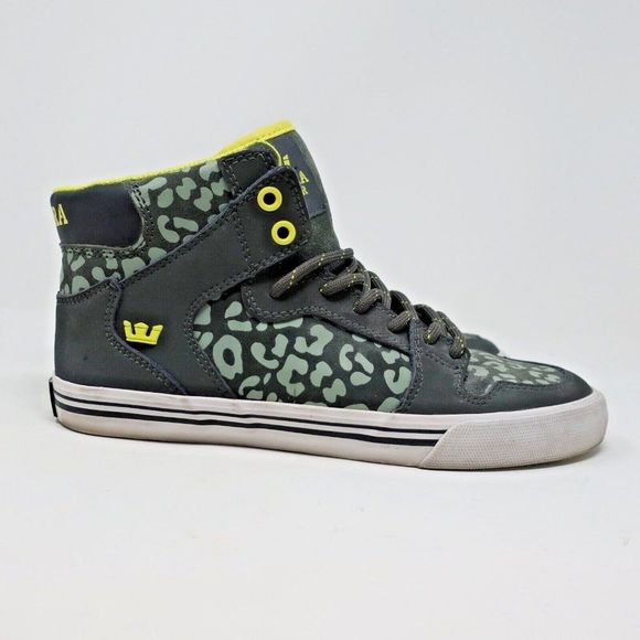 Supra Shoes - Sepra Womens Muska High Top Sneakers Blue/Gray Cheetah Leather Lace Up Casual 8